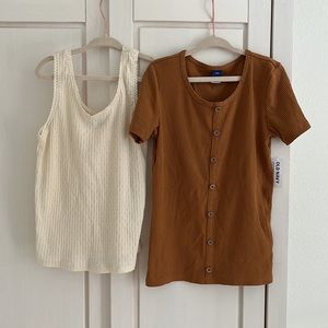 Old Navy + Art Class Lot | ribbed shirt sleeve (nwt) + ivory tank top